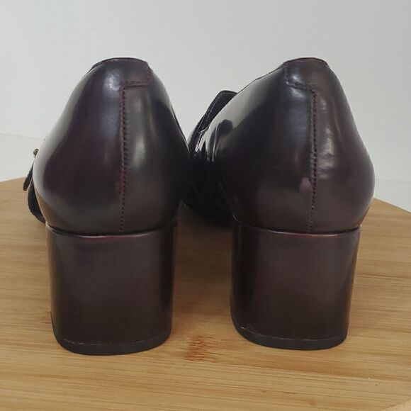 Clarks Artesian Tealia Maye Block Heel Aubergine Patent Leather Heel Pump 9M - Picture 9 of 15